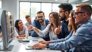 Sales team collaborating and closing deals effectively.